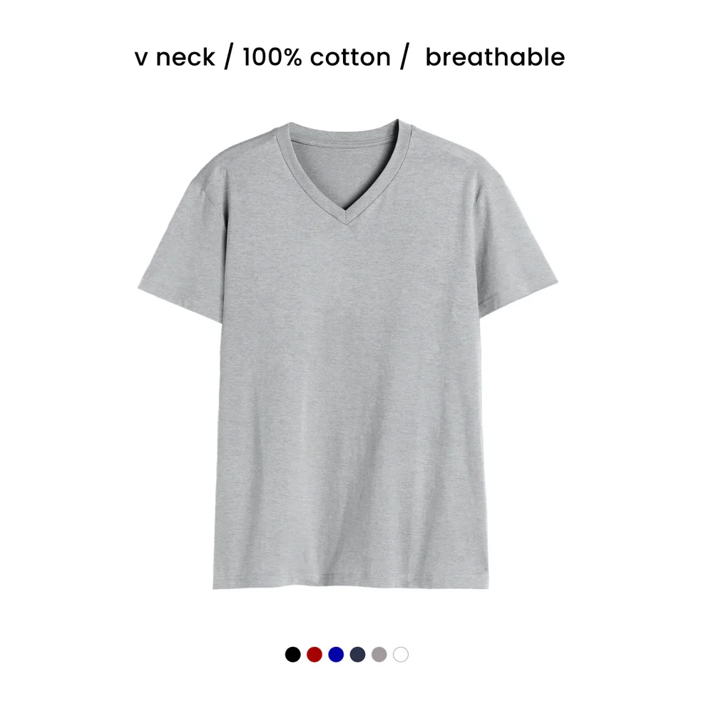 SUPER COMBED COTTON V NECK TEE [6 SUBTLE COLOURS] [180 GSM]